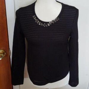New Zara W/B collection knit black blouse